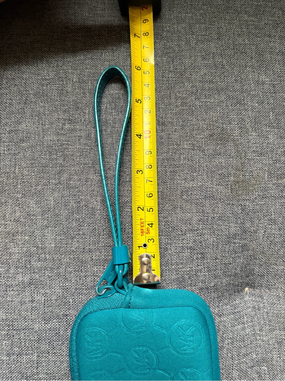 Michael Kors Turquoise Embossed MK Coin Purse - Picture 7 of 9